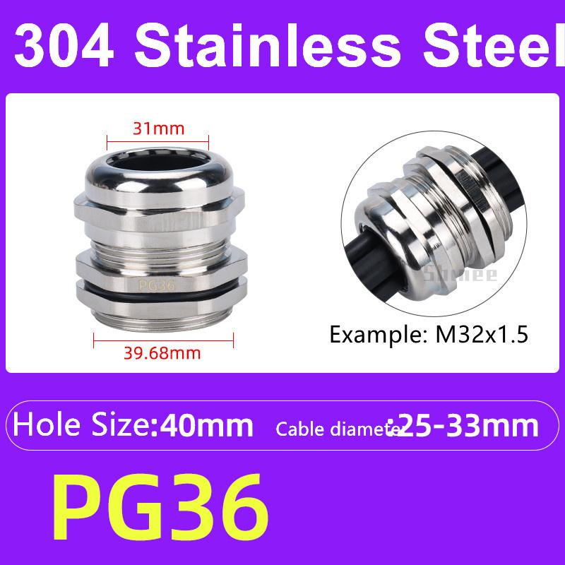 1Pcs Waterproof Cable Gland 304 Stainless Steel Glands IP68 PG7 PG9 Metal Joint PG13.5 PG16 Cable Fixing Seal Joint Fit 3-52mm