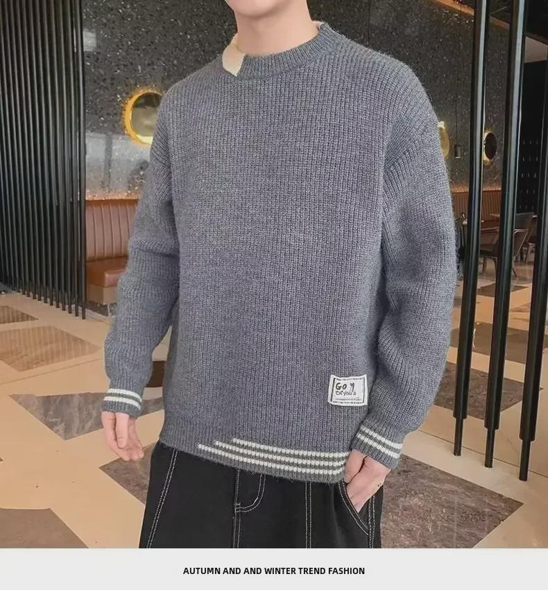 Men's Trendy Half-High Collar Sweater - Warm, Thick, Loose Fit for Autumn/Winter