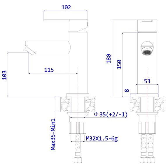 Смеситель для раковины напольный Нержавеющая сталь Mistella Avapax Abmi111511