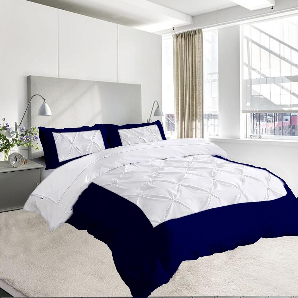 Dual Tone 600TC 3PC Duvet Cover Set 100% Egyptian Cotton - Dual Design, Multi Sizes & Colors (1 Duvet Cover & 2 Pillow Shams)