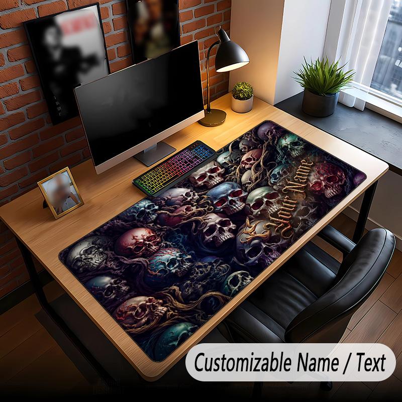 Skull Gothic Theme Custom Mouse Pad Personalized With Name Text Customized Desk Mat For Office Home Decor