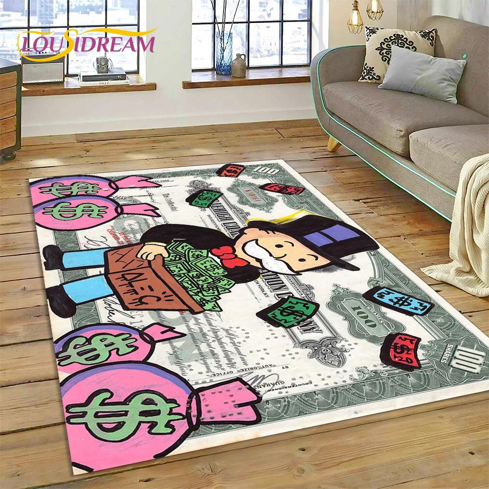 Game Dollar Monopoly Cartoon Money Carpet Rug for Bedroom Living Room Home Sofa Decoration,Children Game Large Decor Floor Mat