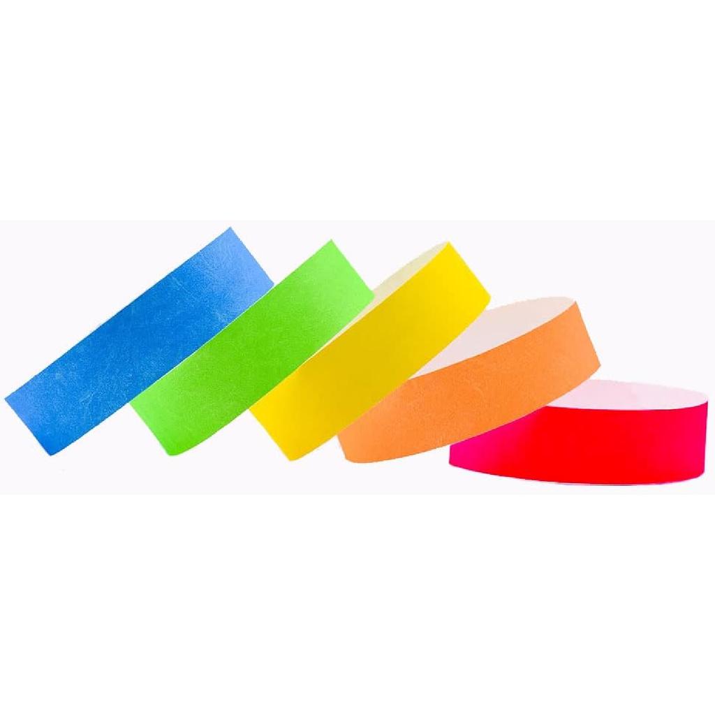 QPINGH Paper Wristbands - Neon Waterproof Wrist Bands, Lightweight Adhesive Wristbands for Events, Bars, Concerts, Parties