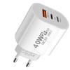 Дорожный адаптер-зарядное устройство 40 Вт, двойной PD Type-C/USB-порты, многоуровневая защита, штепсель EU, компактная, надежная головка зарядного устройства