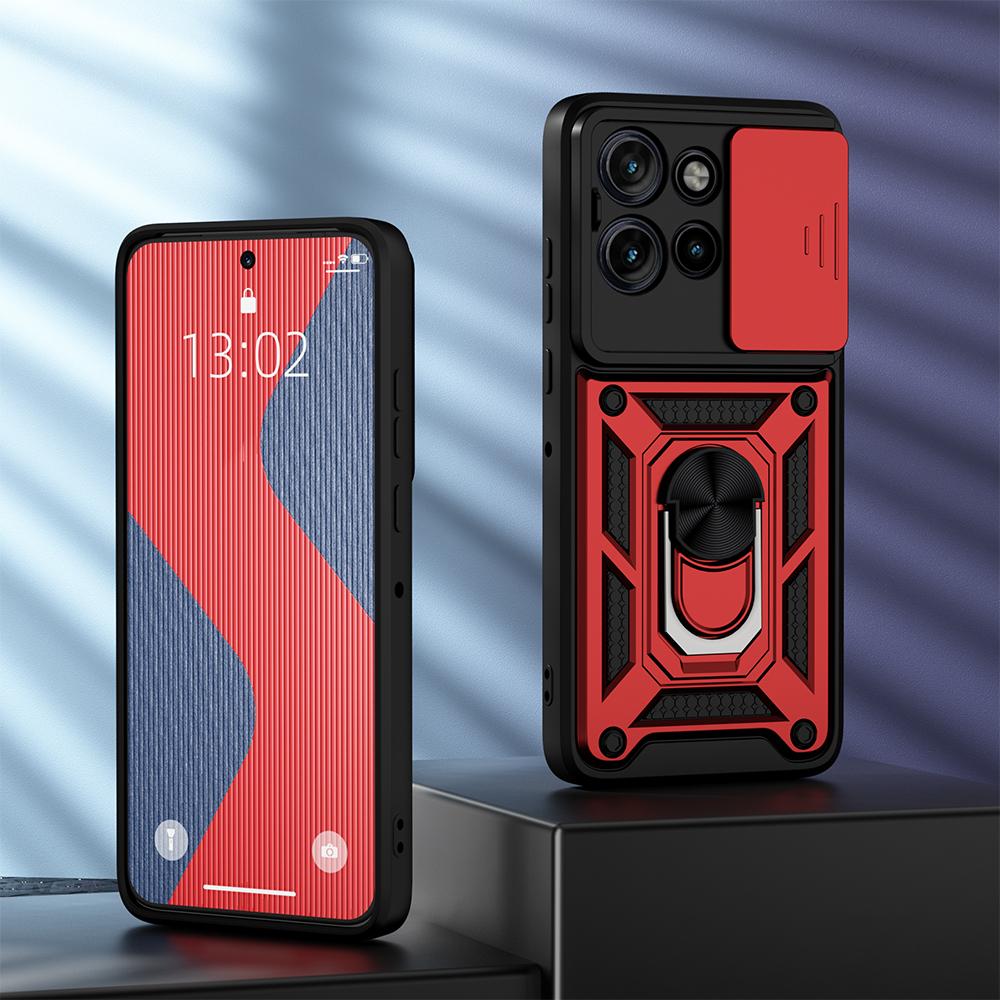 KEYSION Противоударный защитный чехол для MOTO G75 5G силикон + защитное кольцо для камеры из поликарбоната, чехол-подставка для телефона Motorola Edge 50 5G