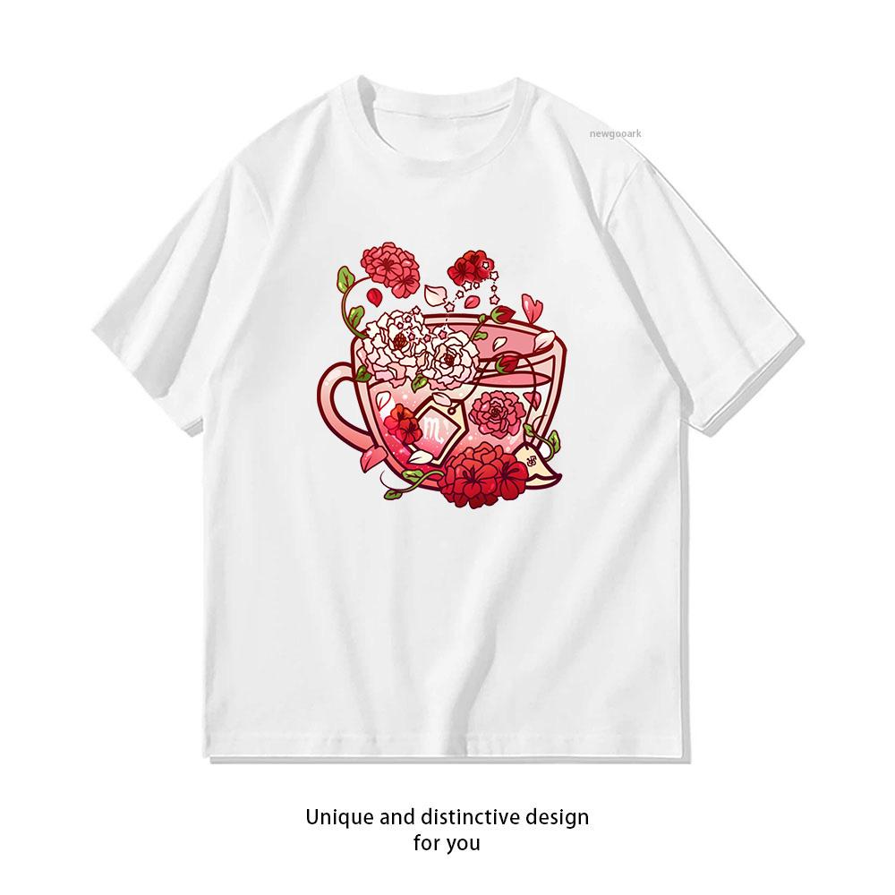 Scorpio Zodiac Teacup Tshirt Unisex Unisex Casual cotton graphic t shirts Adult streetwear camisetas tops tee Shortsleev