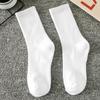 Men's Black and White Classic High Elastic Sports Cotton Socks - Spring/Summer Short, Mid, Long Crew Solid Color Socks