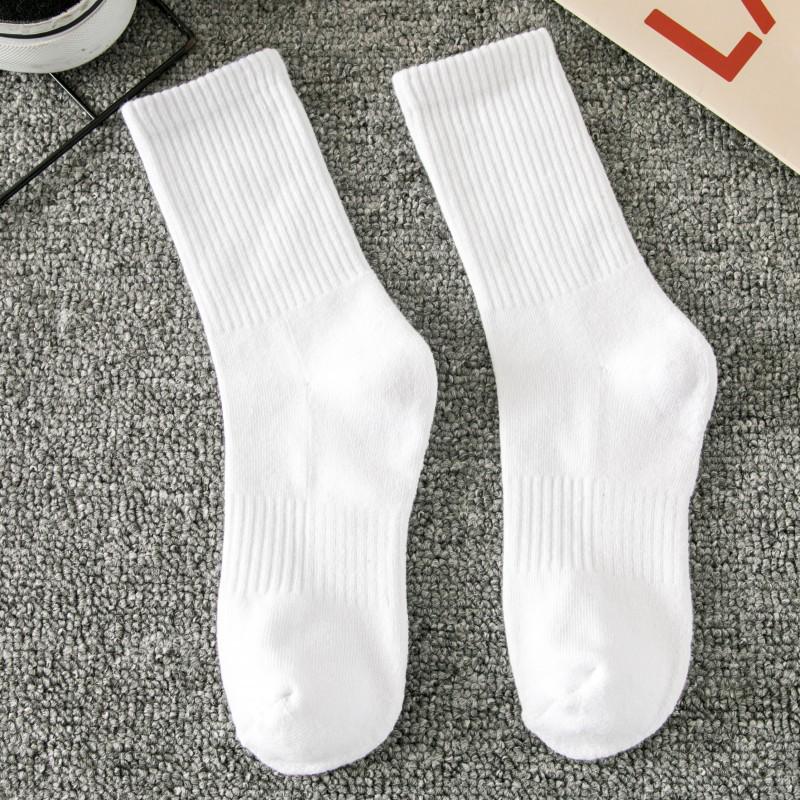 Men's Black and White Classic High Elastic Sports Cotton Socks - Spring/Summer Short, Mid, Long Crew Solid Color Socks