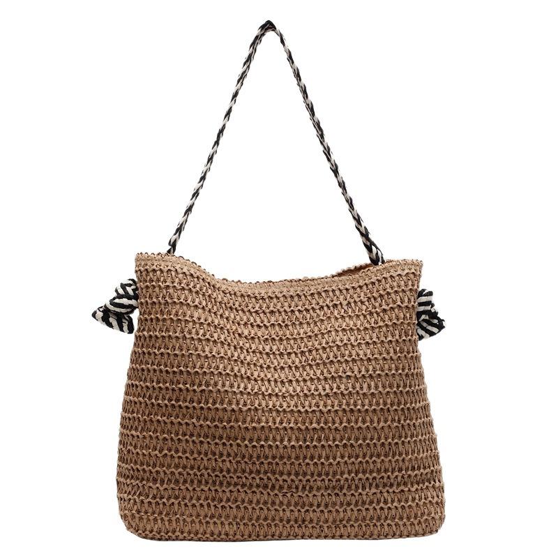 Вместительная сумка-тоут, соломенная сумка, женская новинка, для прибрежного пляжного отдыха, для поездок на работу, в ленивом стиле, на плечо, сумка-портфель