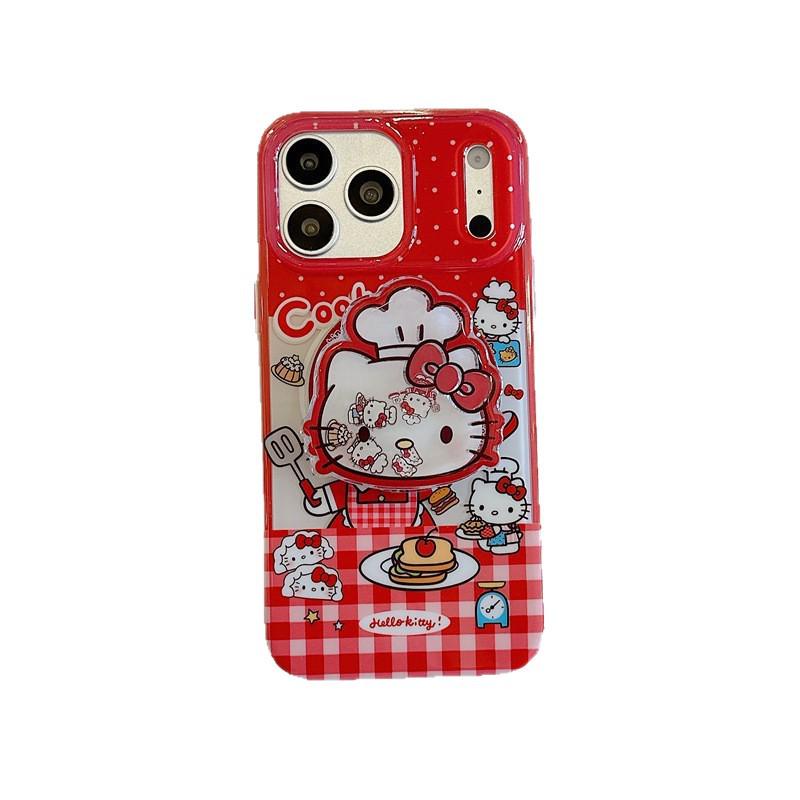 Красный Клетчатый Магнитный Чехол для iPhone с Котом-Шефом для Женщин - Совместим с iPhone 17, 16 Pro Max, 15, 14