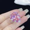 Luxury Waterdrop Shaped Pink Zircon Full Drill Set With Adjustable Ring Suitable For Women's Daily Party Fashion Jewelry