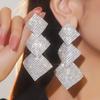 Personalised Exaggerated Heavy Duty Models Diamond-Shaped Large Earrings Fashion Shiny Earrings Women's Earrings 1 Pair