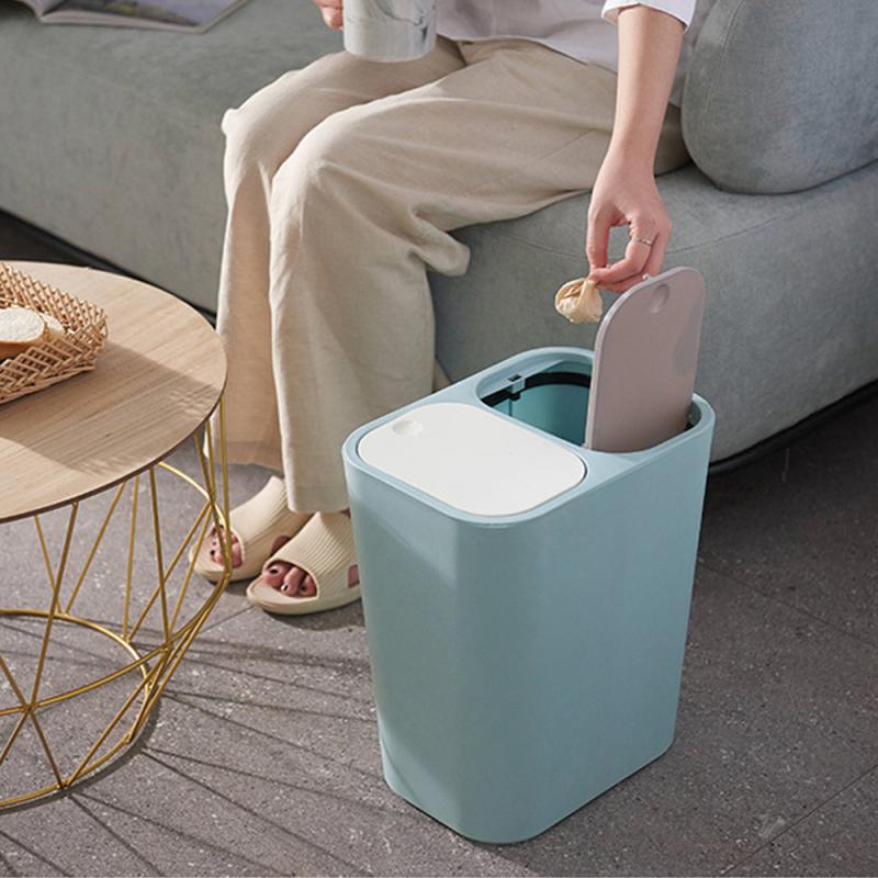 Мусорное ведро для кухни с крышкой, бытовая классифицированная и влажная сортировочная корзина для мусора (12L ) Мусорные корзины для дома Bin
