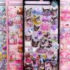 Светящиеся милые 3D рельефные наклейки Sanrio Кавайные для девочек Куроми Циннаморолл Моя Мелоди Хрустальные наклейки Наборы наклеек для детского декора