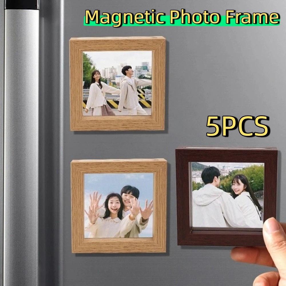 5PCS Square Puzzle Picture Frame Decorative Fridge Magnet Refrigerator Picture Frame Photo Display