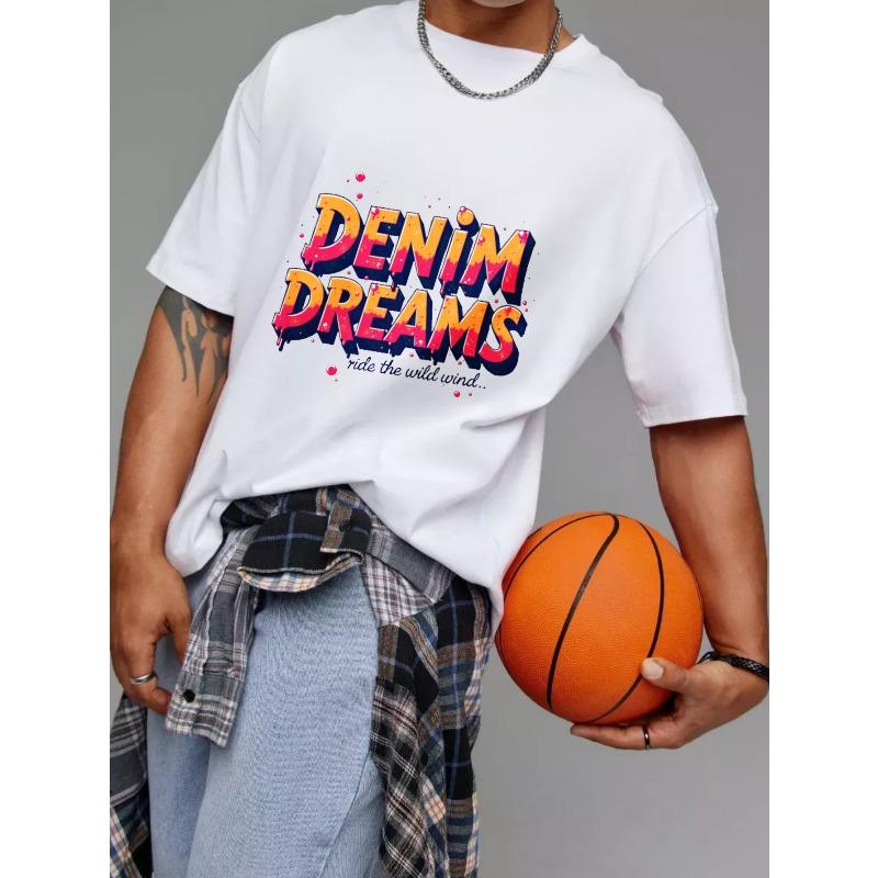 Белая футболка Denim Dreams с красочным граффити-принтом и слоганом Ride The Wild Wind для повседневной уличной моды