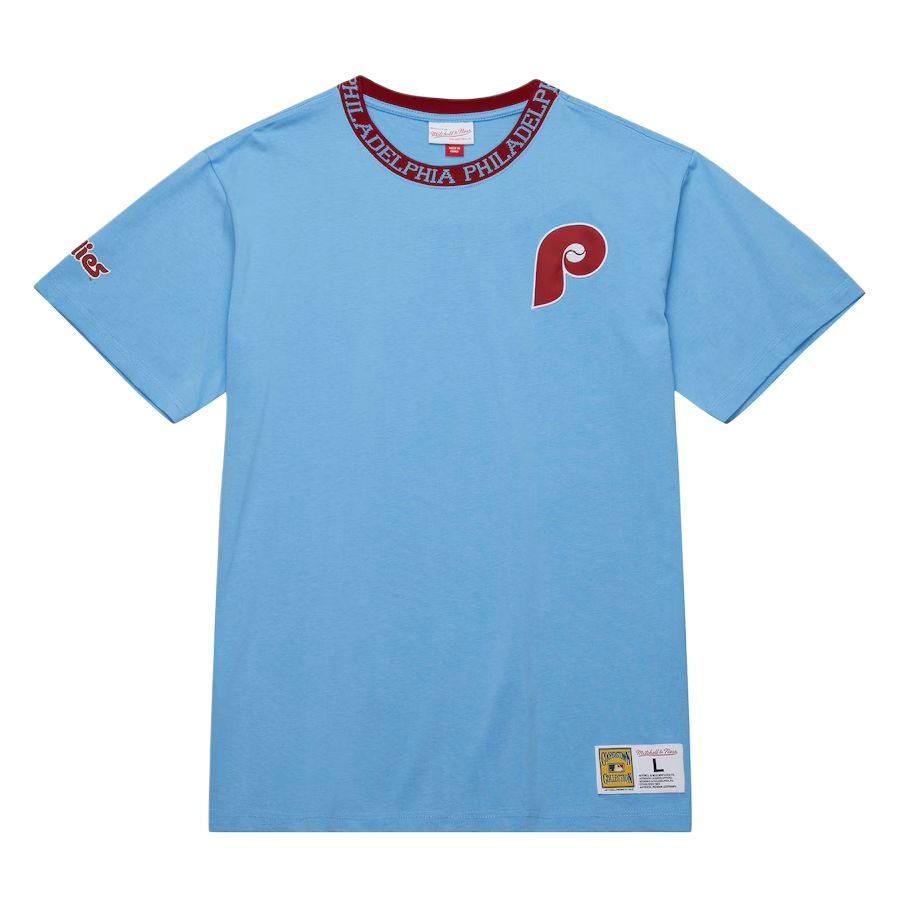 Mitchell & Ness x MLB Филадельфия Филлис Футболка Мужская Синяя TCRW6601-PPHYYPPPLTBL