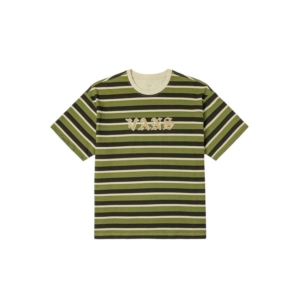 Vans SS25 Удобная полосатая футболка с круглым вырезом и коротким рукавом, унисекс, топы, зеленый VN000NJFEFI