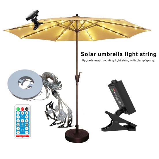 Открытый солнечный зонтик с регулируемой яркостью, автоматическое включение/выключение, пульт дистанционного управления, водонепроницаемый светодиодный зонтик, патио, украшение для вечеринки