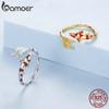 BAMOER, стерлинговое серебро 925 пробы, красное кольцо с изображением кои, регулируемое кольцо Lucky Fish для женщин, подарок на день рождения, ювелирные изделия