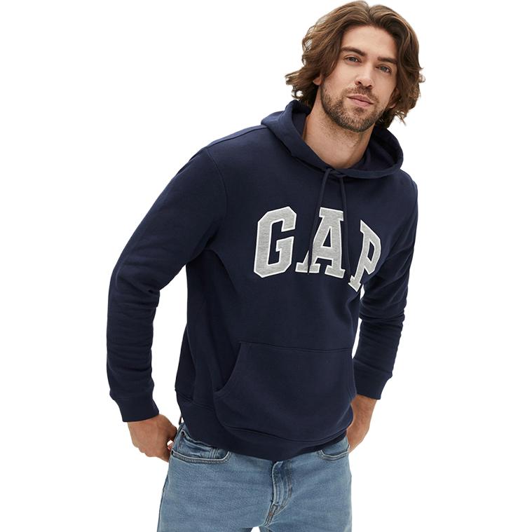 Gap Толстовка с капюшоном и принтом логотипа, на флисовой подкладке, с длинным рукавом, мужская 510981-1-2