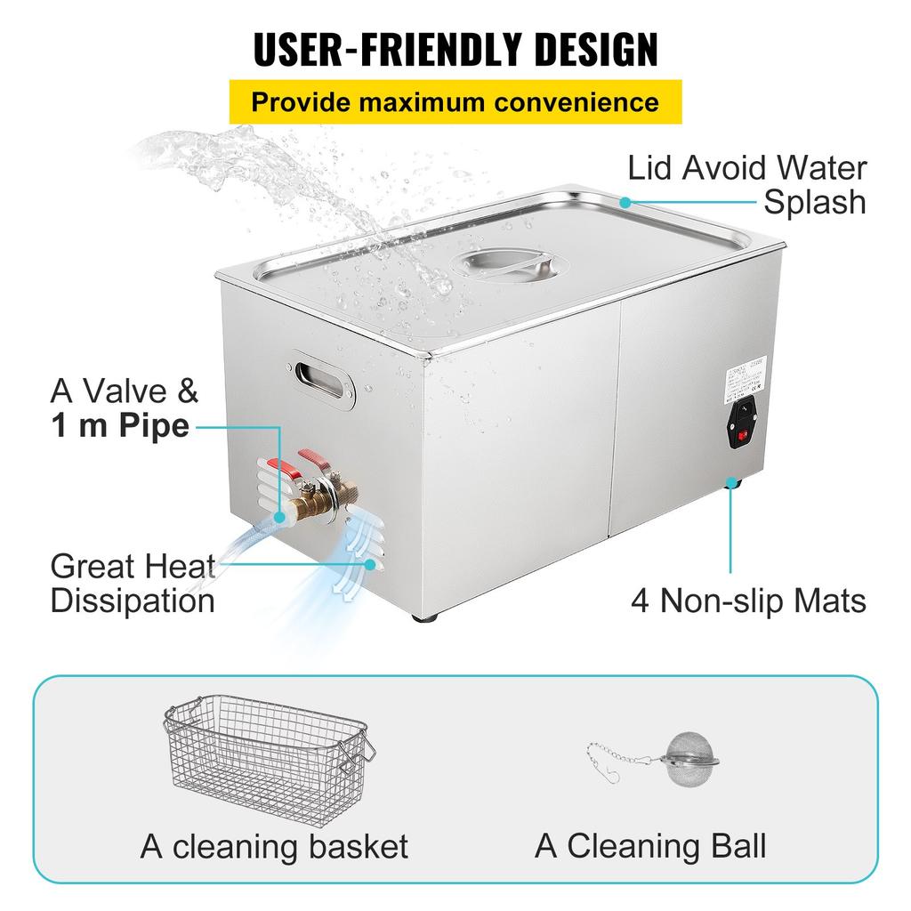 VEVOR Ultrasonic Cleaner 30L Ultrasonic Cleaning Machine Jewelry Glasses