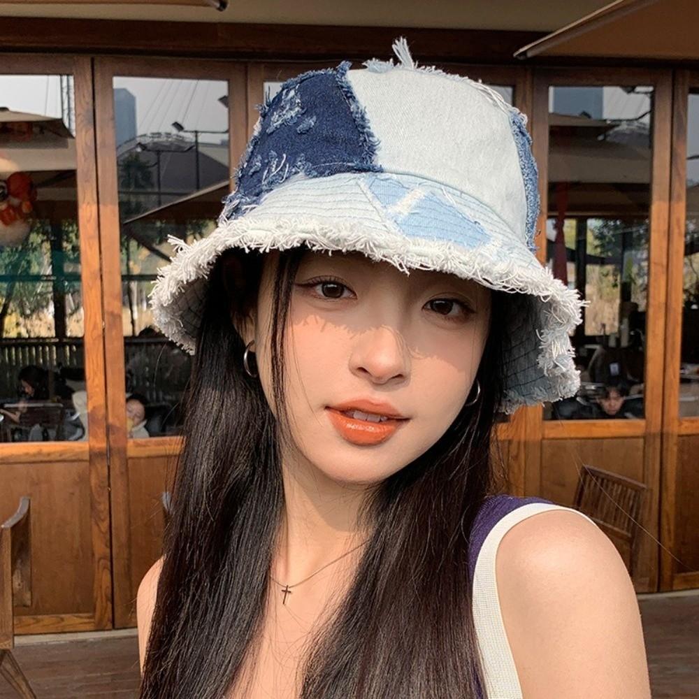 Панама из потертого денима в стиле «попрошайки», защита от солнца, шляпа-ведро, нишевая, ретро, шляпа рыбака, унисекс