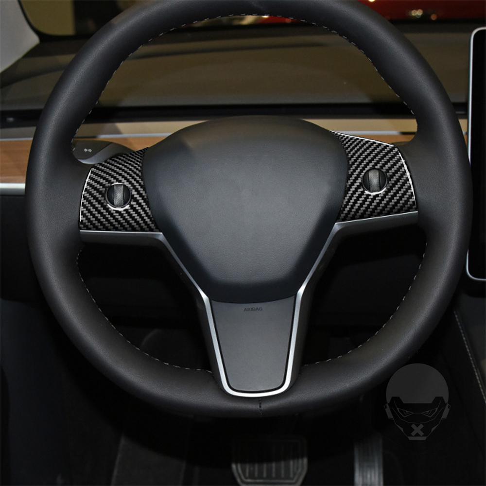 Для Tesla Model 3 Y 2017-2025 автомобиль рулевое колесо панель крышка отделка наклейки рамка ABS углеродное волокно модификация аксессуары