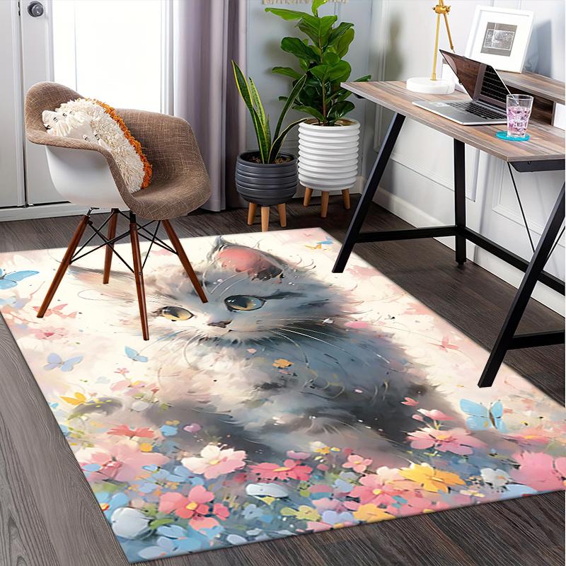 Cute kitten theme Chair Mat Office Carpet: Oversized Rug for Home Decor, Sofa Cover, Gift Idea, Suitable for Bedroom, Living Room, and Vario