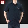 Мужская повседневная хлопковая рубашка в военном стиле 2024 года - стиранная, тонкая, свободная, с коротким рукавом