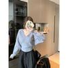 In-Stock: Women's Elegant Long-Sleeve Knit Sweater - Solid Color, Slimming, Versatile Chic Top for Autumn & Winter