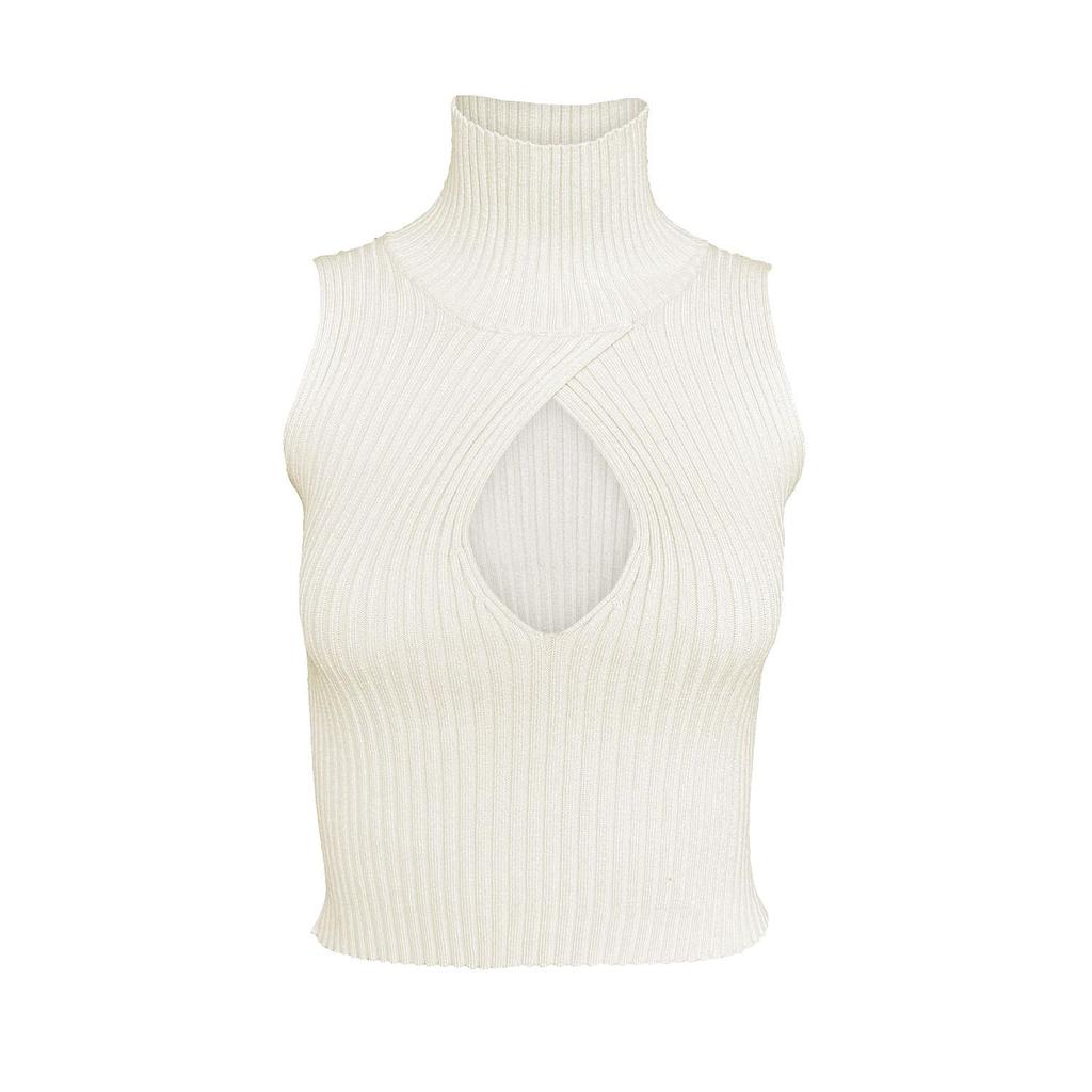 Женский летний вязаный короткий топ без рукавов, водолазка для клубной вечеринки, элегантный сексуальный топ с вырезами