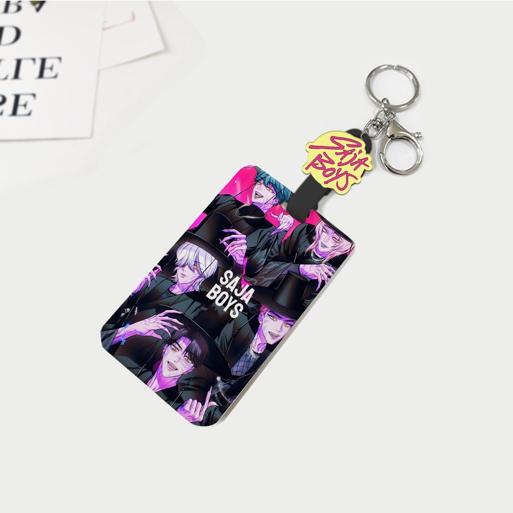 Fashion Hard Shell Card Cover Kpop Demon Hunter Cartoon  Student Stationery Hanging Rope Bus ID Card Holder