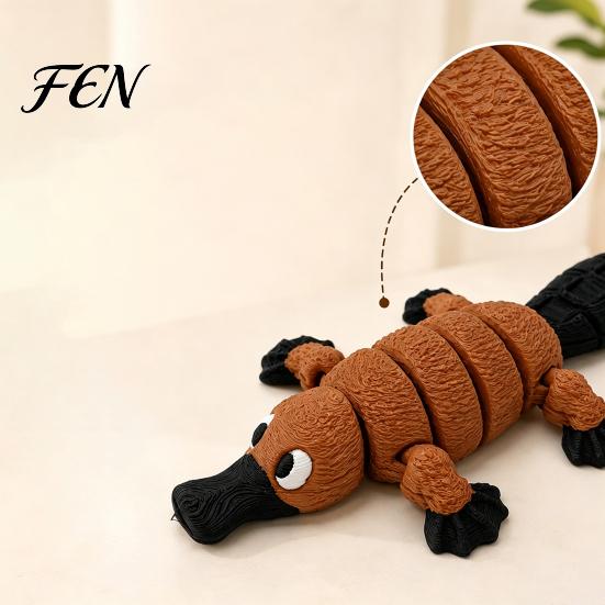 Desktop Ornament for Bookshelf 3D Printed Articulated Platypus Figurine, Flexible Joint Fidget Toy, Cute Stress Relief Sensory Toy Animal Home Office,