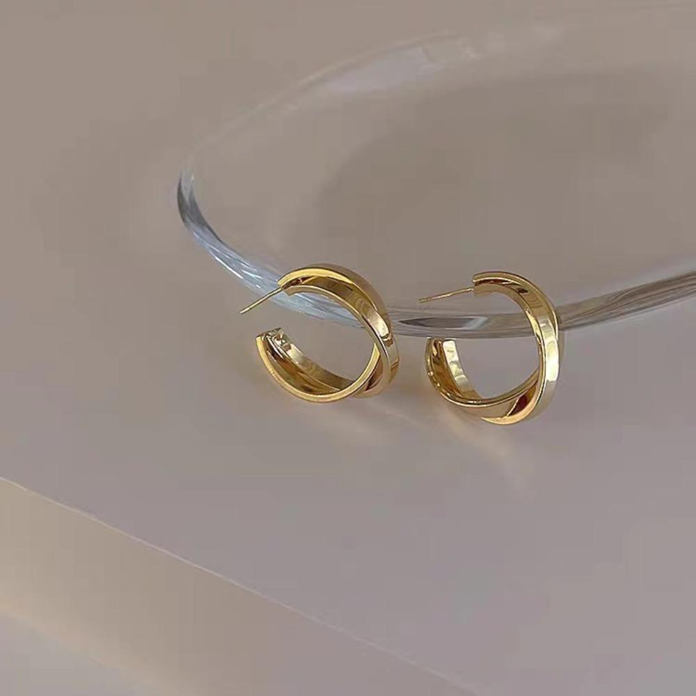 Серьги из сплава металла геометрической формы с перекрещивающимися петлями, серьги-капли C-образной формы, женские