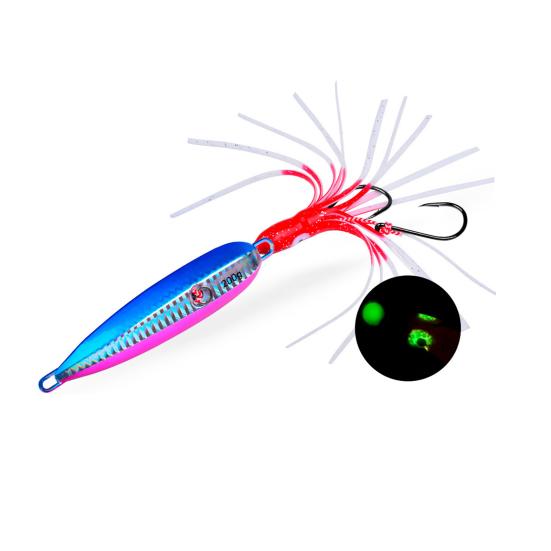 15CM/5.91G Luminous Squid Jig Hook Slow Shaking Glow-in-the-dark Squid Skirt Lure with Weight Sinker Deep Sea Trolling Fishing Bait