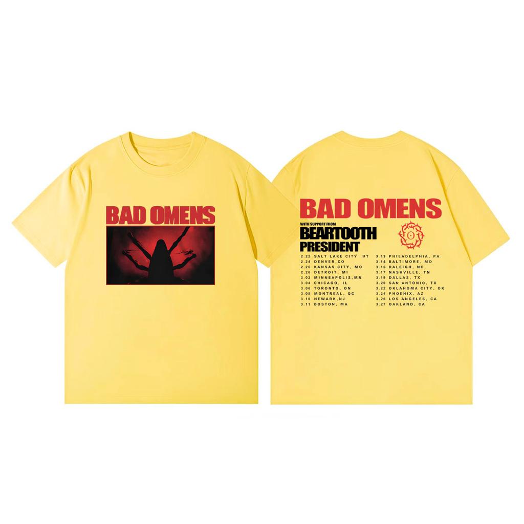 Bad Omens Tour 2026 Merch Tshirts Men Women Clothing Fashion Rock Tshirt Summer Casual Loose Short Sleeve Tshirts Streetwear