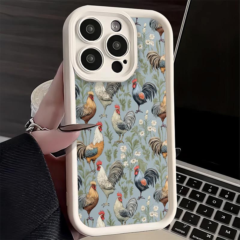 Чехол для телефона iPhone 17 Air 16E 15 16 Pro Max Курица Курица Петух Чехол 14 Plus 13 12 Mini Мягкий Силиконовый Fundas