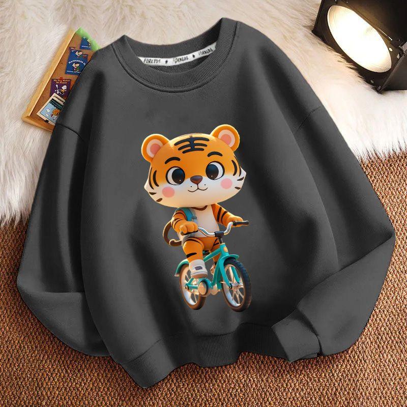Милое худи с тигрёнком для детей, повседневный топ для мальчиков и девочек на весну и осень