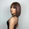ALAN EATON Короткий коричневый парик боб для женщин, розовый парик пикабу с челкой, прямые волосы длиной до плеч, термостойкий парик