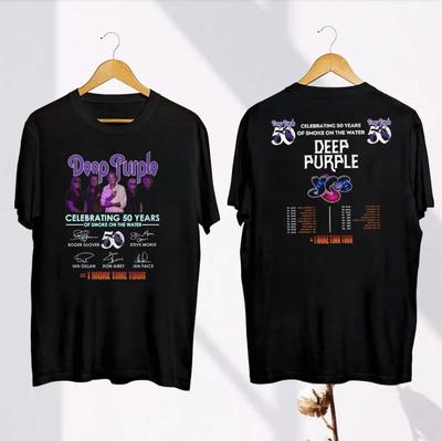 Тур Deep Purple 2024 Футболка для фанатов – Тяжелая черная футболка для мужчин, размер 5XL
