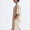 Zara Solid Color Comfortable Button Short Sleeve Shirt Men Shirts Beige 1195410-052