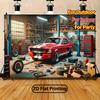 Тканое панно Ford Mustang Muscle Car Ретро Гараж Мастерская Настенное украшение