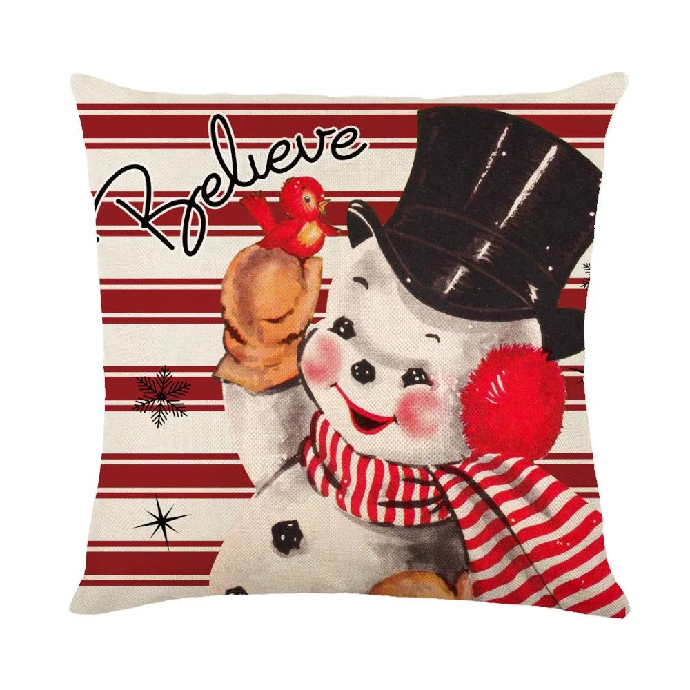 Christmas Cushion Cover Linen Pillow Covers Holiday Decoration Home Decor Salon Sofa Pillow Case Throw/Couch