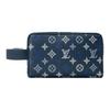 Кожаная косметичка Monogram Shadow с канвой, унисекс, морской синий M28835