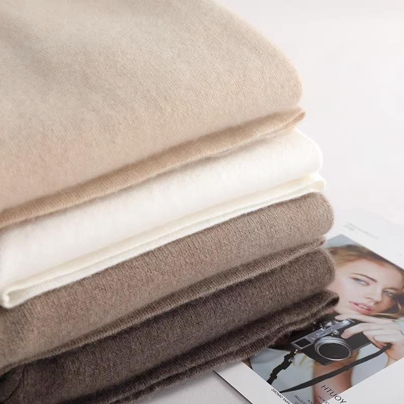 Осенне-зимние женские трикотажные брюки из искусственной шерсти с широкими штанинами и карманами - Маленький размер