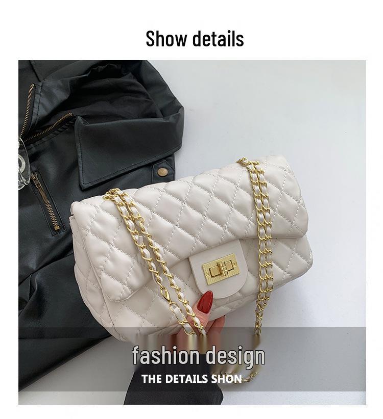 Модная женская сумка кроссбоди и на плечо с вышивкой аргайл, текстурированная - Большая вместимость, Дизайн с цепочкой ручной работы