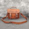 Vintage Leather Satchel Crossbody Bag Men Womenn Purse Wallet Handbag Messenger Sling Bags, 9 Inch Mini