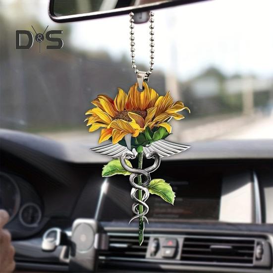Butterfly Jesus Cross Hanging Ornament Moon American Flag Pendant Car Interior Decor for Auto Rear View Mirror Accessories Christmas Tree Charm