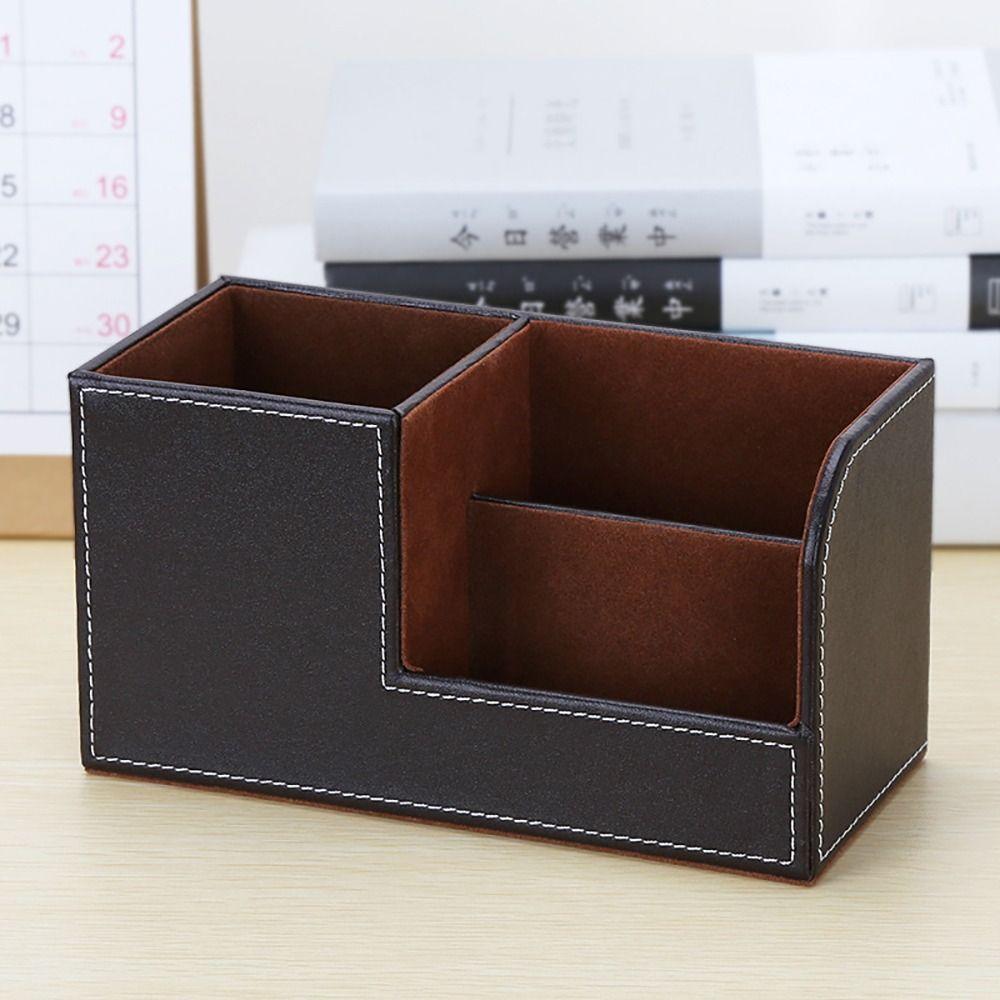 Leather Makeup Brush Holder Stationery Storage Pen Container Light Luxury Brush Pot